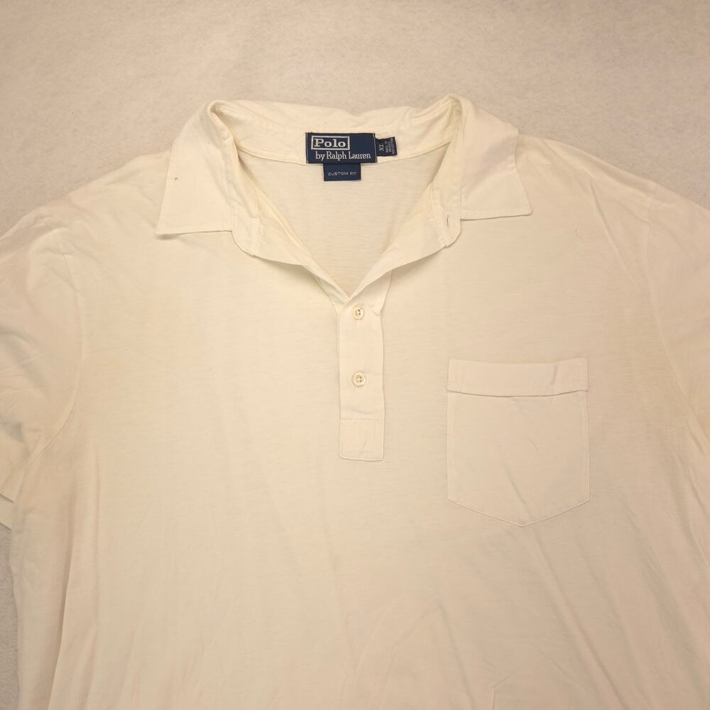 Polo by Ralph Lauren Custom Fit Collared Polo Shirt Mens Size XL White